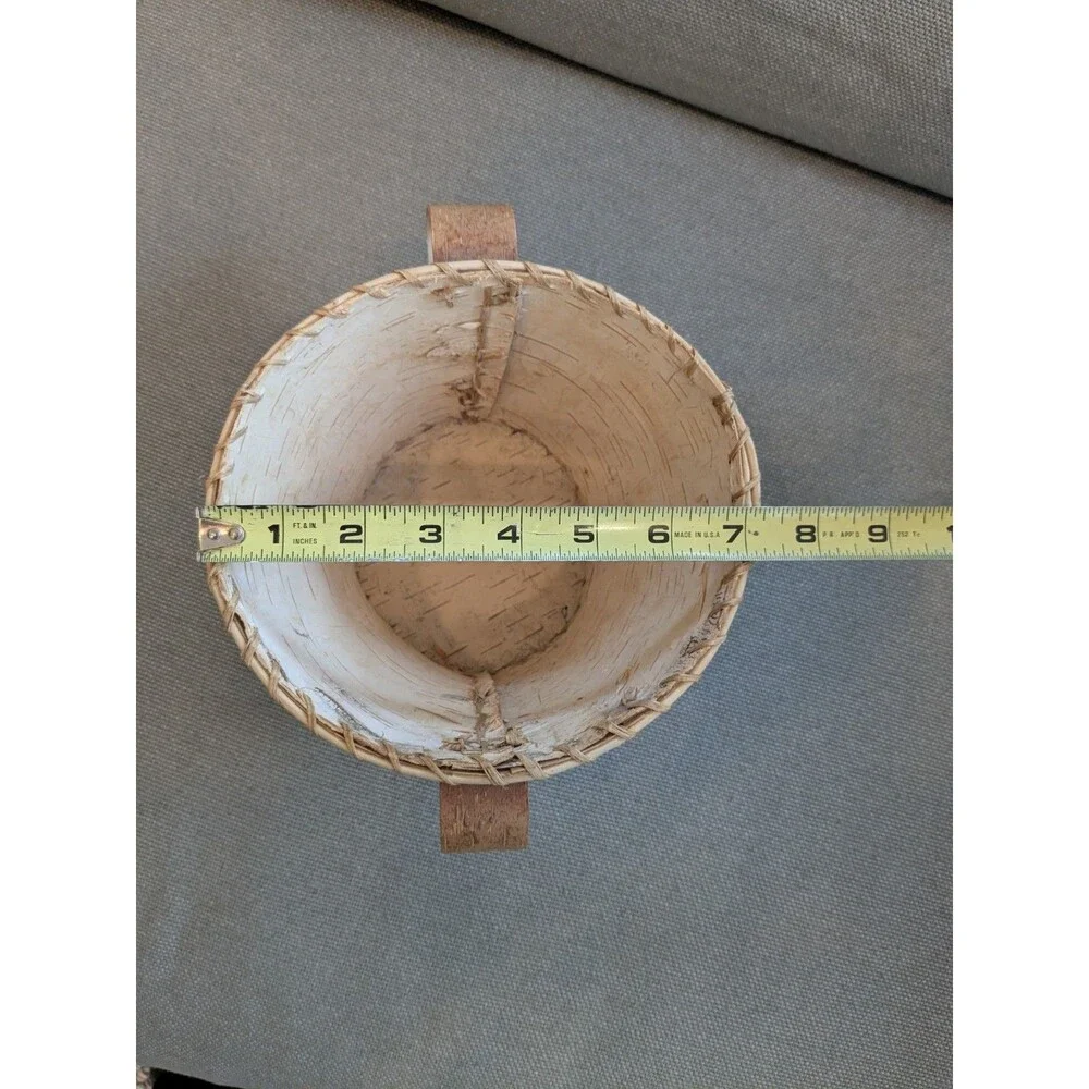 Vintage‎ Birch Bark Basket Native American Ojibwe Hand Made 7''